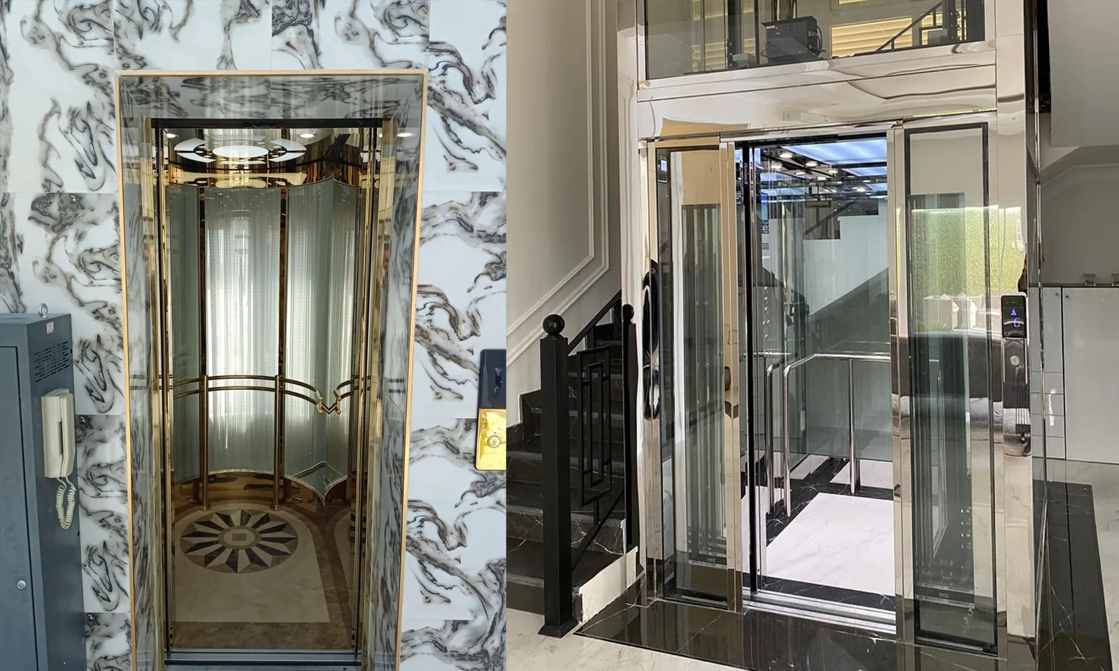 Home elevator with a modern glass design